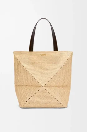 Borsa tote Puzzle Fold XL in rafia