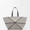 Borsa Tote Puzzle Fold XXL in tela jacquard e pelle di vitello