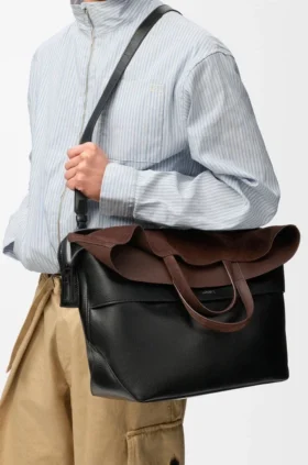 Borsa tote Switch grande in pelle di vitello cartacea e pelle scamosciata