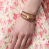 Bracciale Pebble in pelle di vitello con motivo a ciottoli
