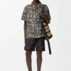 Camicia a maniche corte in jacquard di cotone felpato