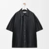 Camicia a maniche corte in pelle di agnello nappa