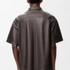 Camicia a maniche corte in pelle di agnello nappa