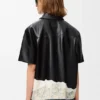 Camicia a maniche corte in pelle di agnello nappa