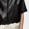 Camicia a maniche corte in pelle di agnello nappa
