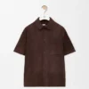 Camicia a maniche corte in pelle di capra scamosciata