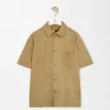 Camicia a maniche corte in pelle di capra scamosciata
