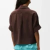 Camicia a maniche corte in pelle di capra scamosciata