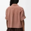 Camicia a maniche corte in pelle di capra scamosciata