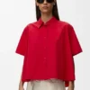 Camicia a trapezio a maniche corte in cotone