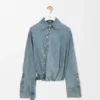 Camicia drappeggiata in denim
