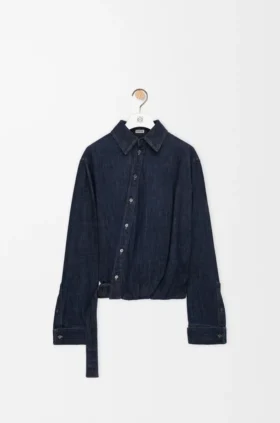 Camicia drappeggiata in denim