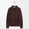 Camicia drappeggiata in pelle di capra scamosciata