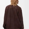 Camicia drappeggiata in pelle di capra scamosciata