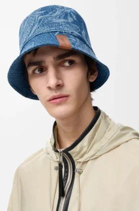 Cappello a secchiello reversibile in denim