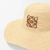 Cappello da sole in rafia e pelle di vitello