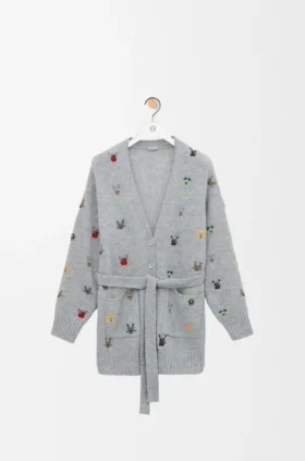 Cardigan in lana con cintura