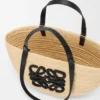 Cesta Eclipse medio in rafia e pelle di vitello