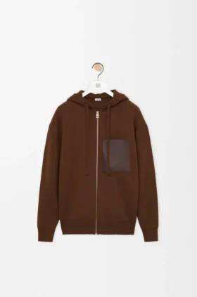 Felpa con cappuccio e zip in lana