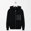 Felpa con cappuccio e zip in lana