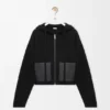 Felpa con cappuccio e zip in lana