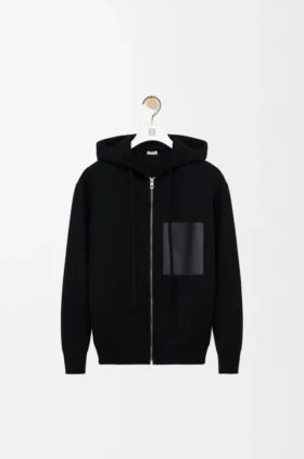 Felpa con cappuccio e zip in lana