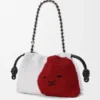 Flamenco Purse media con perline a forma di leone in tela con perline e pelle di vitello