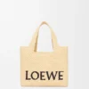 Font Tote piccola con scritta Loewe in rafia
