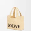 Font Tote piccola con scritta Loewe in rafia
