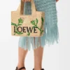 Font Tote piccola con scritta Loewe in rafia