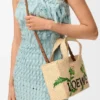 Font Tote piccola con scritta Loewe in rafia