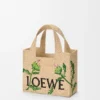 Font Tote piccola con scritta Loewe in rafia
