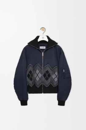 Giacca bomber in misto nylon e lana