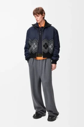Giacca bomber in misto nylon e lana