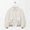Giacca bomber in pelle di capra scamosciata