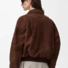 Giacca bomber in pelle di capra scamosciata