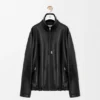 Giacca con chiusura a zip in pelle di agnello nappa