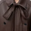 Giacca con fiocco in pelle di agnello nappa