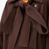 Giacca con fiocco in pelle di capra scamosciata