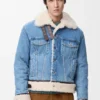 Giacca da camionista in denim e montone
