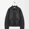 Giacca in stile workwear in pelle di agnello nappa