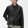 Giacca in stile workwear in pelle di agnello nappa