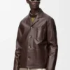 Giacca in stile workwear in pelle di agnello nappa