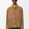Giacca workwear in pelle di capra scamosciata