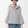 Gilet con cappuccio in shearling
