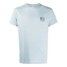 Loewe da uomo Anagram Classic in cotone ricamato, giacca a maniche corte con collo rotondo, azzurro H6109230Cr-6410