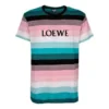 Maglietta da uomo loewe a maniche corte in cotone a righe con logo ricamato H6109950Pc-9990