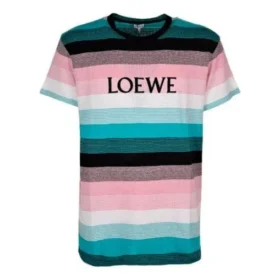 Maglietta da uomo loewe a maniche corte in cotone a righe con logo ricamato H6109950Pc-9990