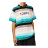 Maglietta da uomo loewe a maniche corte in cotone a righe con logo ricamato H6109950Pc-9990