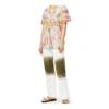 Maglietta unisex a maniche corte con stampa “faccia sorridente” in stile tie-dye multicolore H616341X79-9990